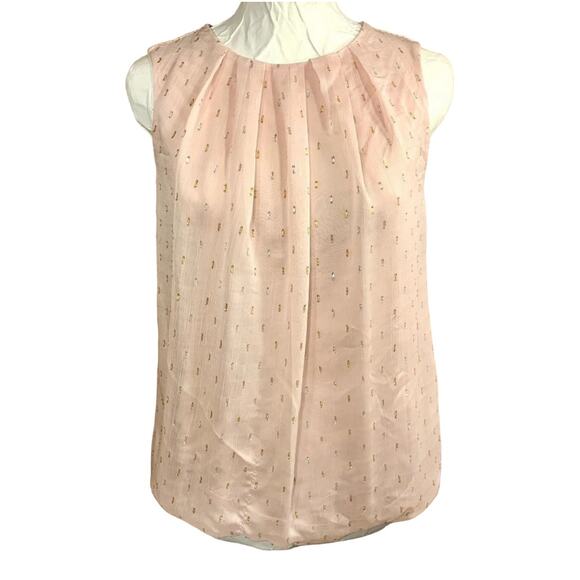 Liz Claiborne Tops - Liz Claiborne Womens S Sleeveless Silky Blouse Pastel Pink Gold Embellished Soft